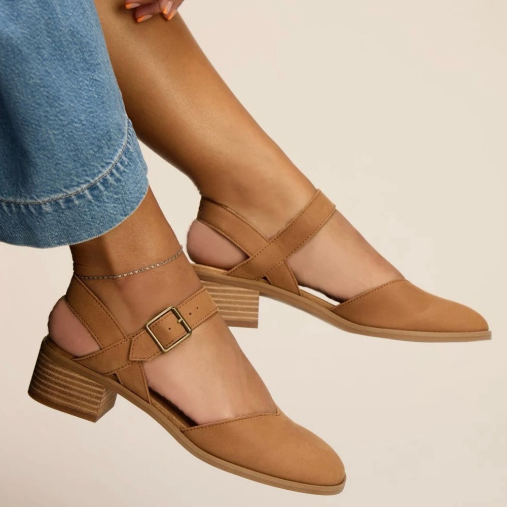 TOMS Jaclyn Brown Leather Heel